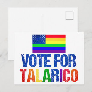 Cartão Postal Bandeira Americana Arco-íris Talarico Eleição 2026