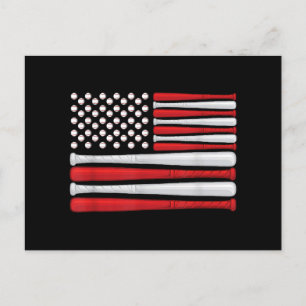 Cartão Postal Bandeira Americana Clássica de Basebol - Baseball 