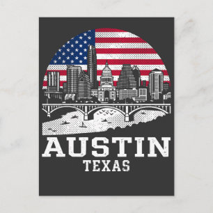 Cartão Postal Bandeira Americana da Cidade de Austin Texas
