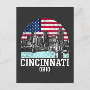 Cartão Postal Bandeira Americana da Cidade de Cincinnati Ohio