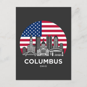 Cartão Postal Bandeira Americana da Cidade de Columbus Ohio