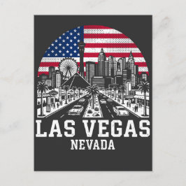 Cartão Postal Bandeira Americana da Cidade de Las Vegas Nevada