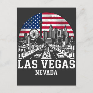 Cartão Postal Bandeira Americana da Cidade de Las Vegas Nevada
