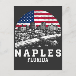 Cartão Postal Bandeira Americana da Cidade de Nápoles Flórida