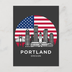 Cartão Postal Bandeira Americana da Cidade de Portland Oregon