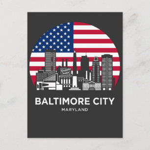 Cartão Postal Bandeira Americana de Baltimore Maryland