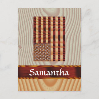 Cartão Postal Bandeira americana de madeira azul