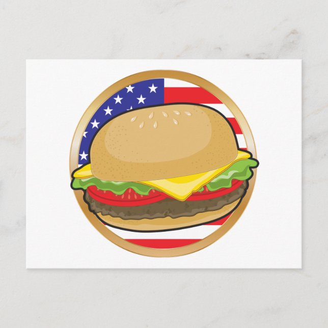 Cartão Postal Bandeira Americana do Hamburger (Frente)