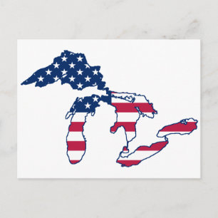 Cartão Postal Bandeira americana dos grandes lagos