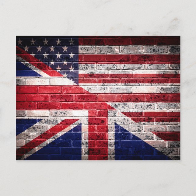 Cartão Postal Bandeira americana e britânica. (Frente)