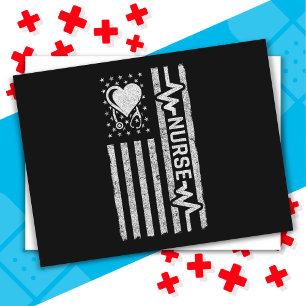 Cartão Postal Bandeira Americana Hero Heart Enfermeira Apreciaçã