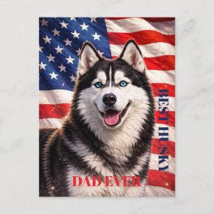 Cartão Postal Bandeira Americana Melhor Pai do Mundo Cachorro Hu