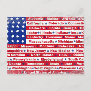 Cartão Postal Bandeira americana o 4 de julho