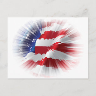 Cartão Postal Bandeira Americana Patriótica Única