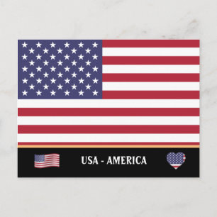 Cartão Postal Bandeira Americana & viagem pelo país EUA / Estado