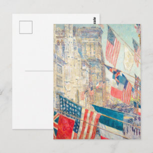 Cartão Postal Bandeira Americana Vintage NYC 5ª Avenida Arte Pat