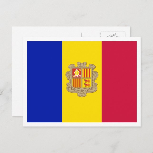 Cartão Postal Bandeira Andorrana, Bandeira de Andorra (Frente/Verso)