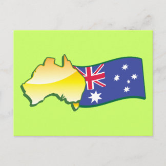 Cartão Postal bandeira australiana e mapa aussie