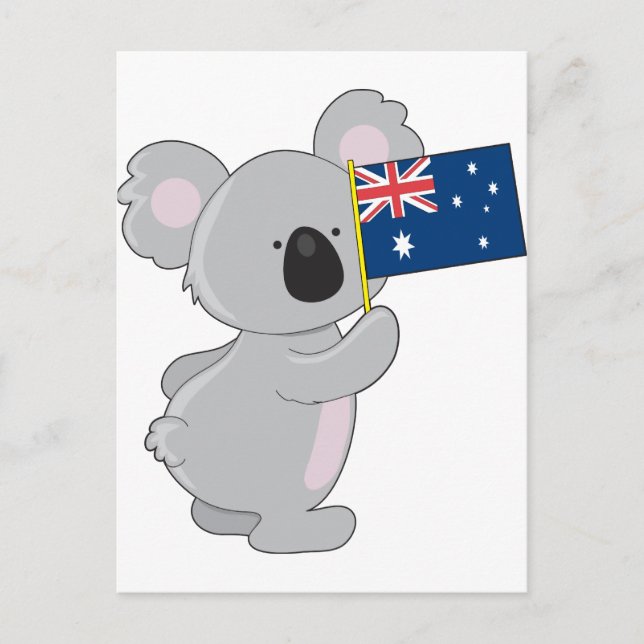Cartão Postal Bandeira Australiana Koala (Frente)