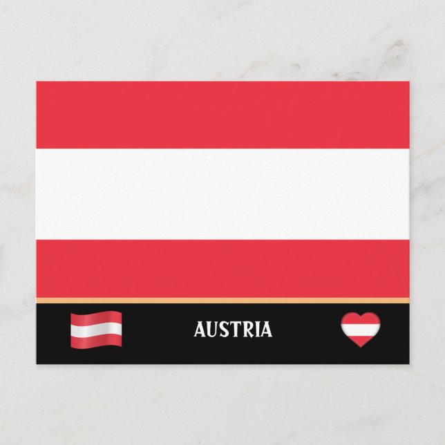 Cartão Postal Bandeira austríaca e viagem pelo país austríaco /  (Frente)