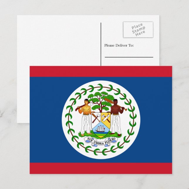 Cartão Postal Bandeira Belizena, Bandeira do Belize (Frente/Verso)
