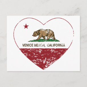 Cartão Postal bandeira califórnia venice praia coração angustiad