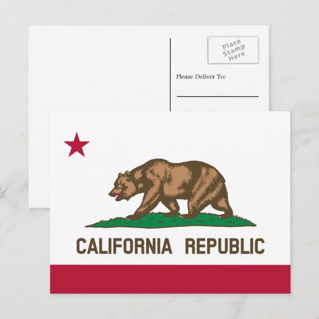 Cartão Postal Bandeira Californiana, Bandeira da Califórnia (Frente/Verso)