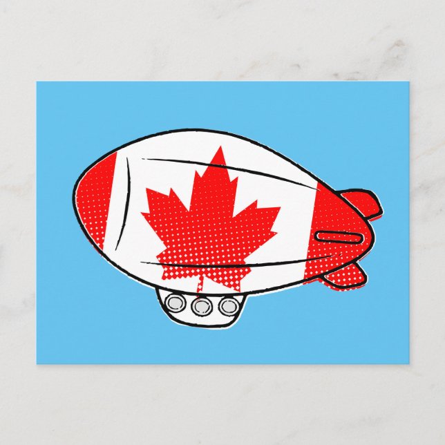 Cartão Postal Bandeira Canadense Blimon Personalizado no Blue Sk (Frente)