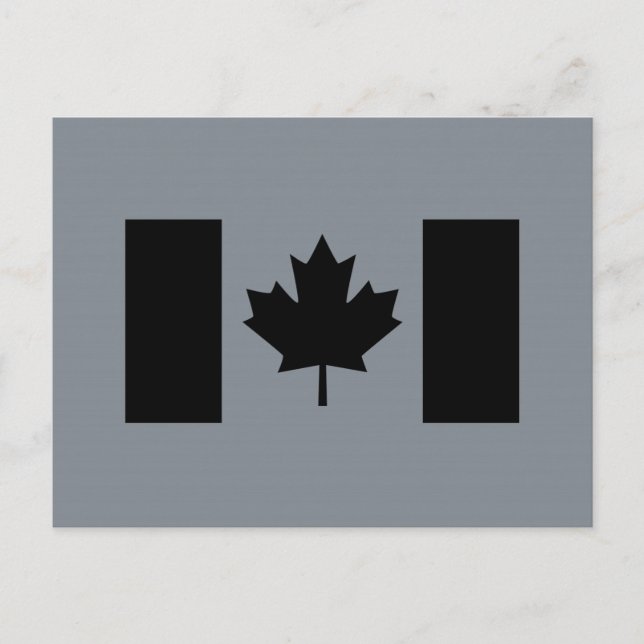 Cartão Postal Bandeira canadense em preto (Frente)