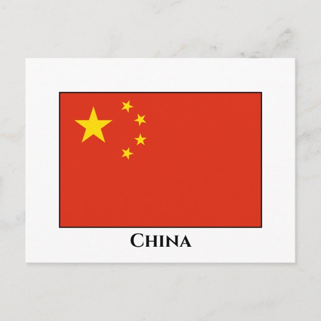 Cartão Postal Bandeira China (Chinês) (Frente)