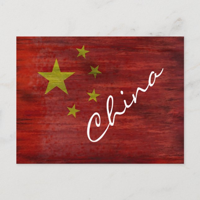 Cartão Postal Bandeira chinesa angustiada (Frente)