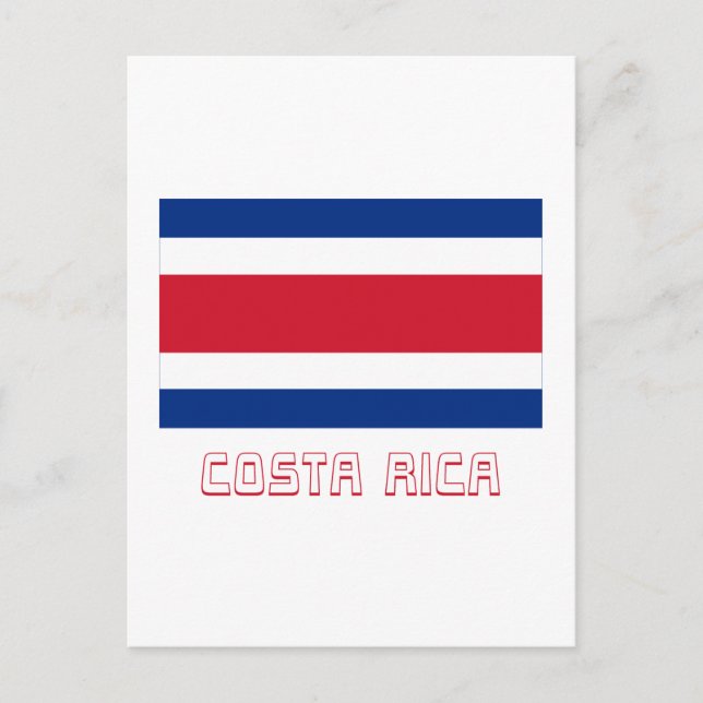 Cartão Postal Bandeira Civil da Costa Rica com Nome (Frente)