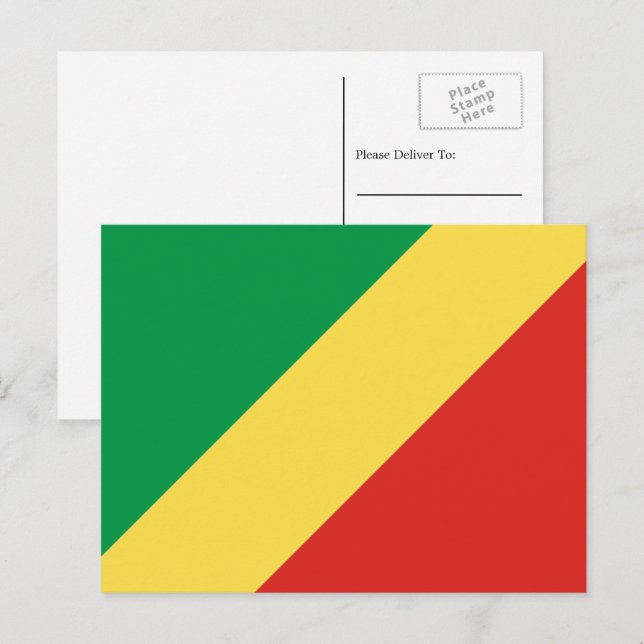 Cartão Postal Bandeira Congolesa, Bandeira da República do Congo (Frente/Verso)