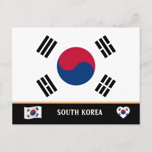 Cartão Postal Bandeira coreana e viagem pelo país coreano / Core