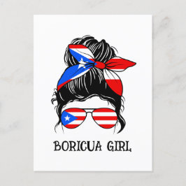 Cartão Postal Bandeira Custa Boricua Girl Porto Rico