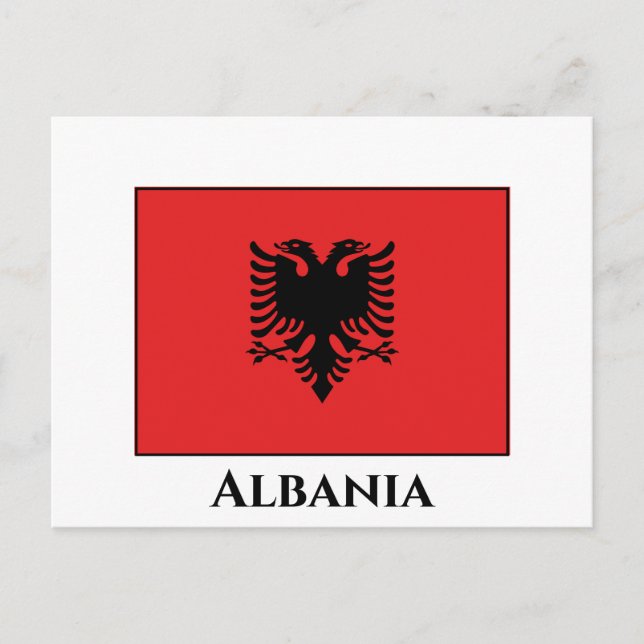 Cartão Postal Bandeira da Albânia (Albânia) (Frente)