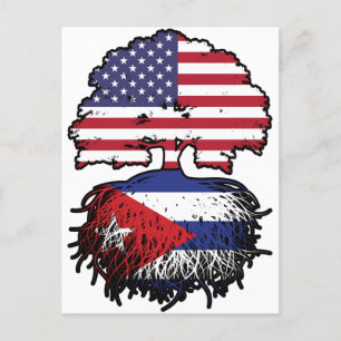 Cartão Postal Bandeira da Árvore Americana Cubana