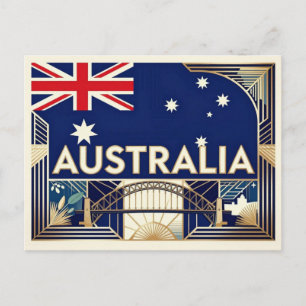 Cartão Postal Bandeira da AUSTRÁLIA Luxo Identidade Nacional