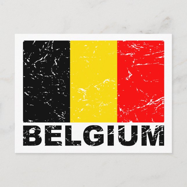 Cartão Postal Bandeira da Bélgica Vintage (Frente)
