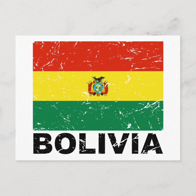 Cartão Postal Bandeira da Bolívia Vintage (Frente)