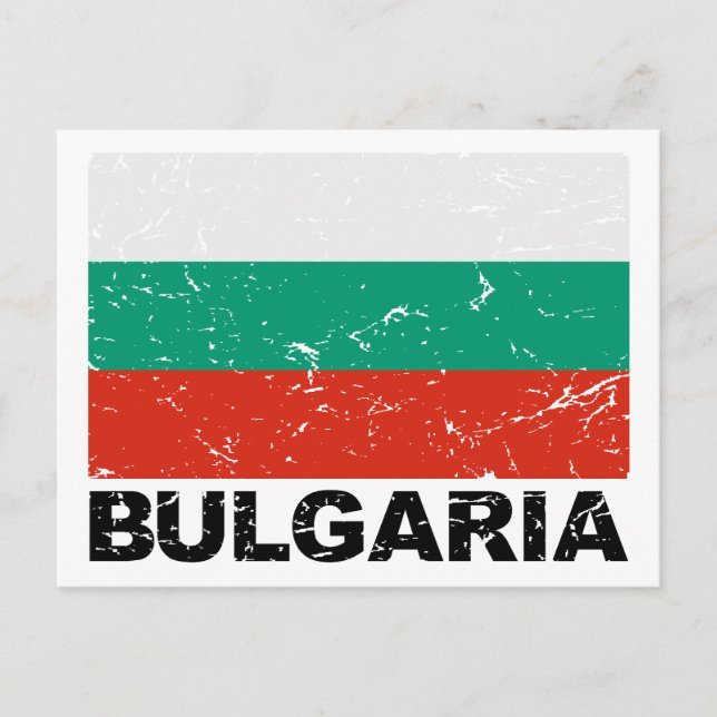Cartão Postal Bandeira da Bulgária Vintage (Frente)