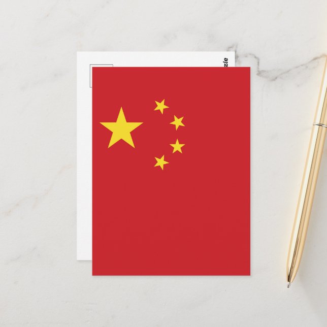 Cartão Postal Bandeira da China (Frente/Verso In Situ)