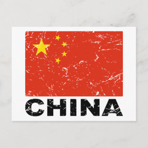 Cartão Postal Bandeira da China Vintage
