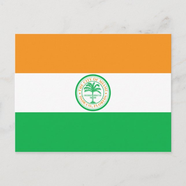 Cartão Postal Bandeira da cidade de Miami (Flórida) (Frente)