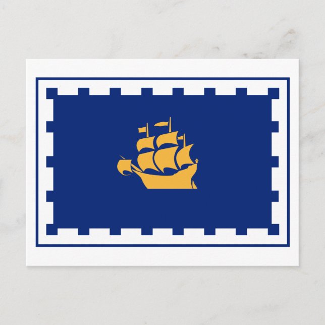 Cartão Postal Bandeira da Cidade do Quebec (Frente)