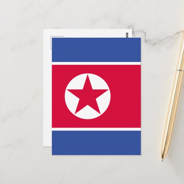 Cartão Postal Bandeira da Coreia do Norte (Frente/Verso In Situ)
