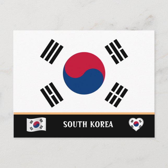 Cartão Postal Bandeira da Coreia & viagem pelo país coreano / Co (Frente)