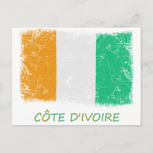 Cartão Postal Bandeira da Costa do Marfim Grunge