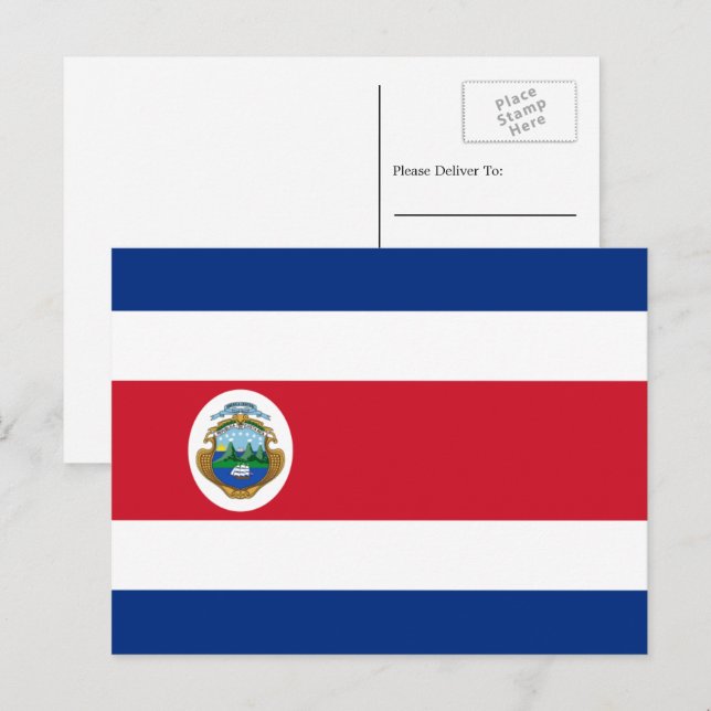 Cartão Postal Bandeira da Costa Rica, Bandeira da Costa Rica (Frente/Verso)