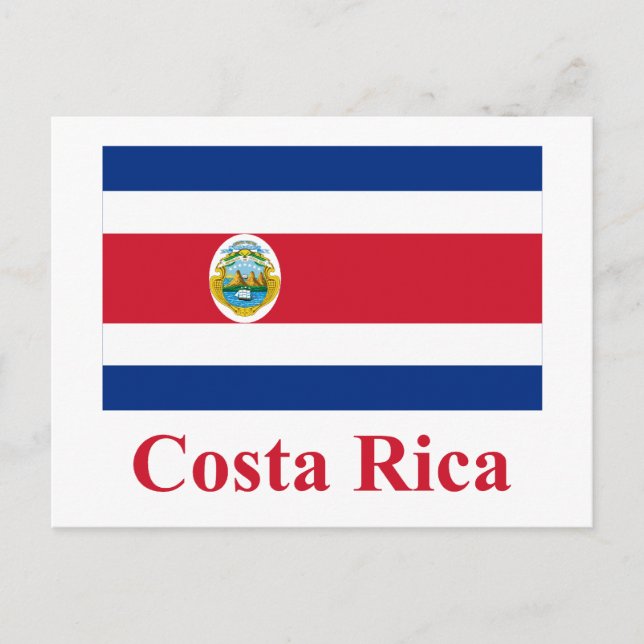 Cartão Postal Bandeira da Costa Rica com Nome (Frente)